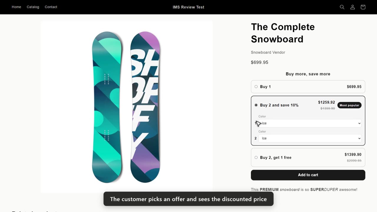 Quantity discount offers on a product page